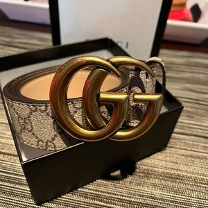 🔥Authentic Gucci Marmont dbl Bronze GG leather belt. Size 95-38 🔥